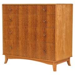 Mid Century Lacewood & Maple British Chest Of Drawers By Vespa Furniture 1950's