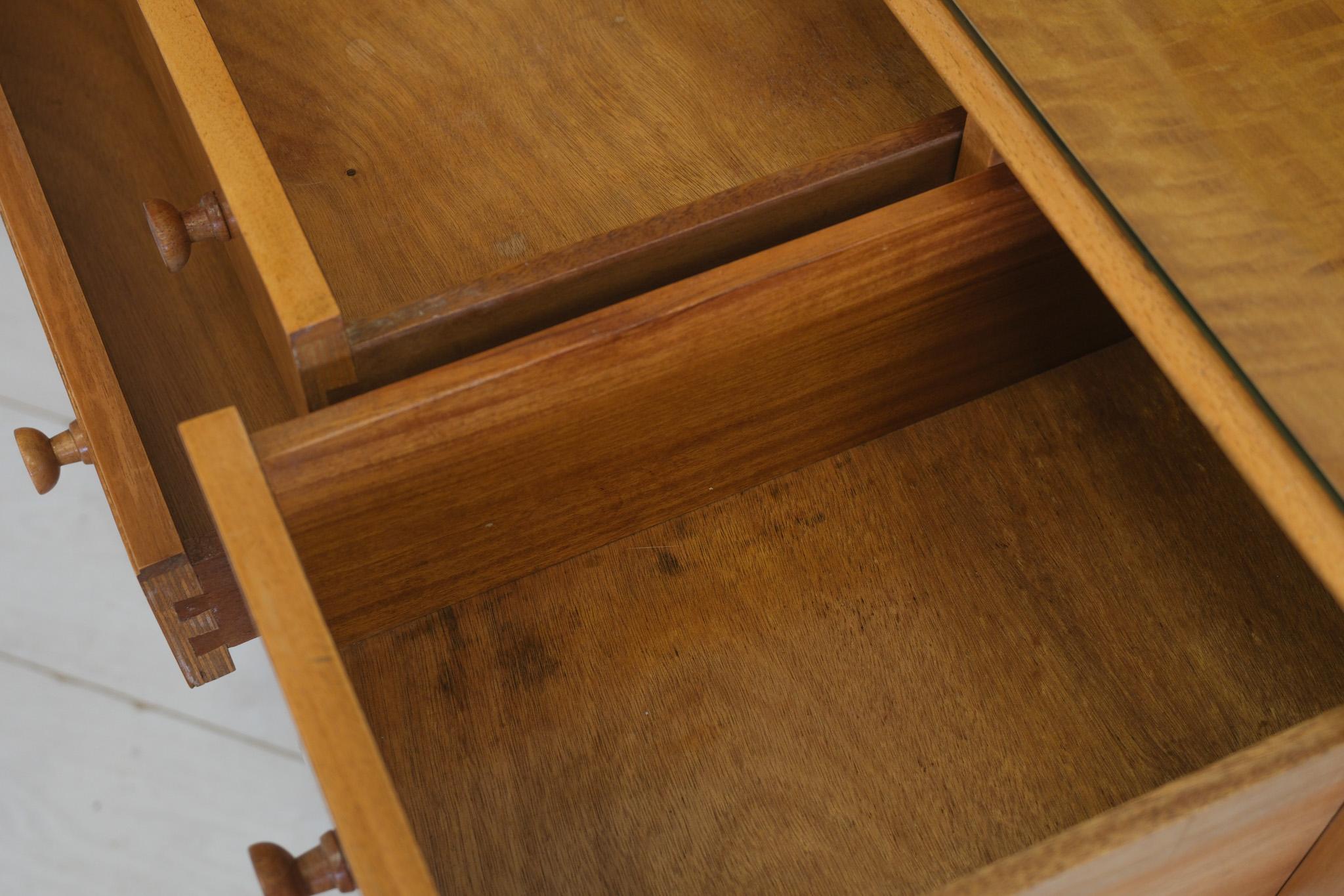 Mid Century Lacewood & Maple British Vanity Dressing Table 1950's 3