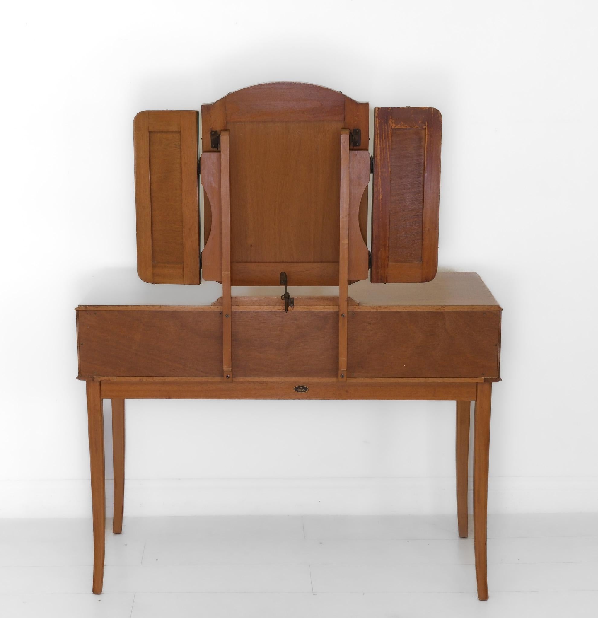 Mid Century Lacewood & Maple British Vanity Dressing Table 1950's 4