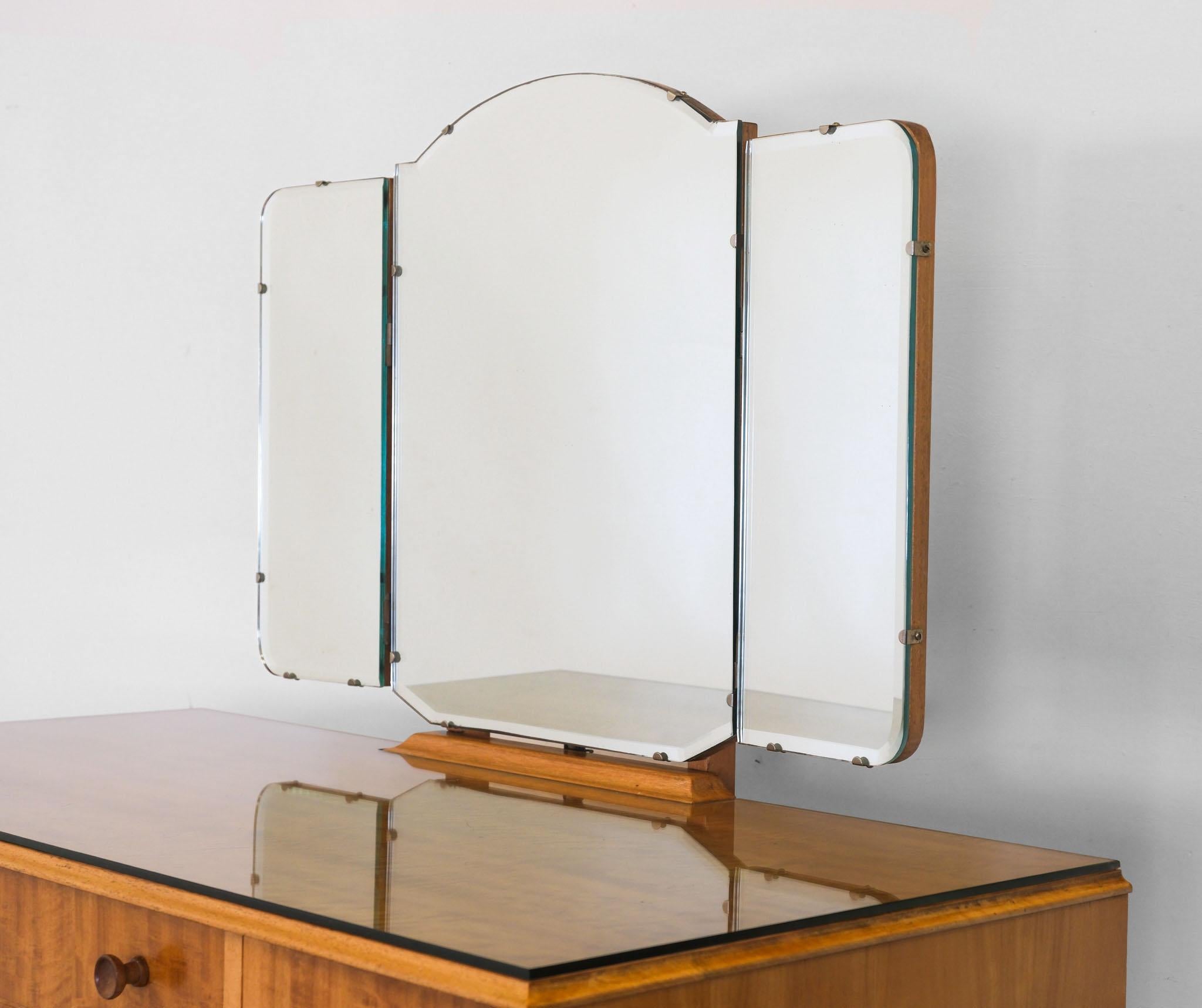 Mid-Century Modern Mid Century Lacewood & Maple British Vanity Dressing Table 1950's