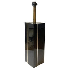 Mid-century Lacquer Lamp in Altuglas, Brass & Chrome, style Willy Rizzo, 1970s. 