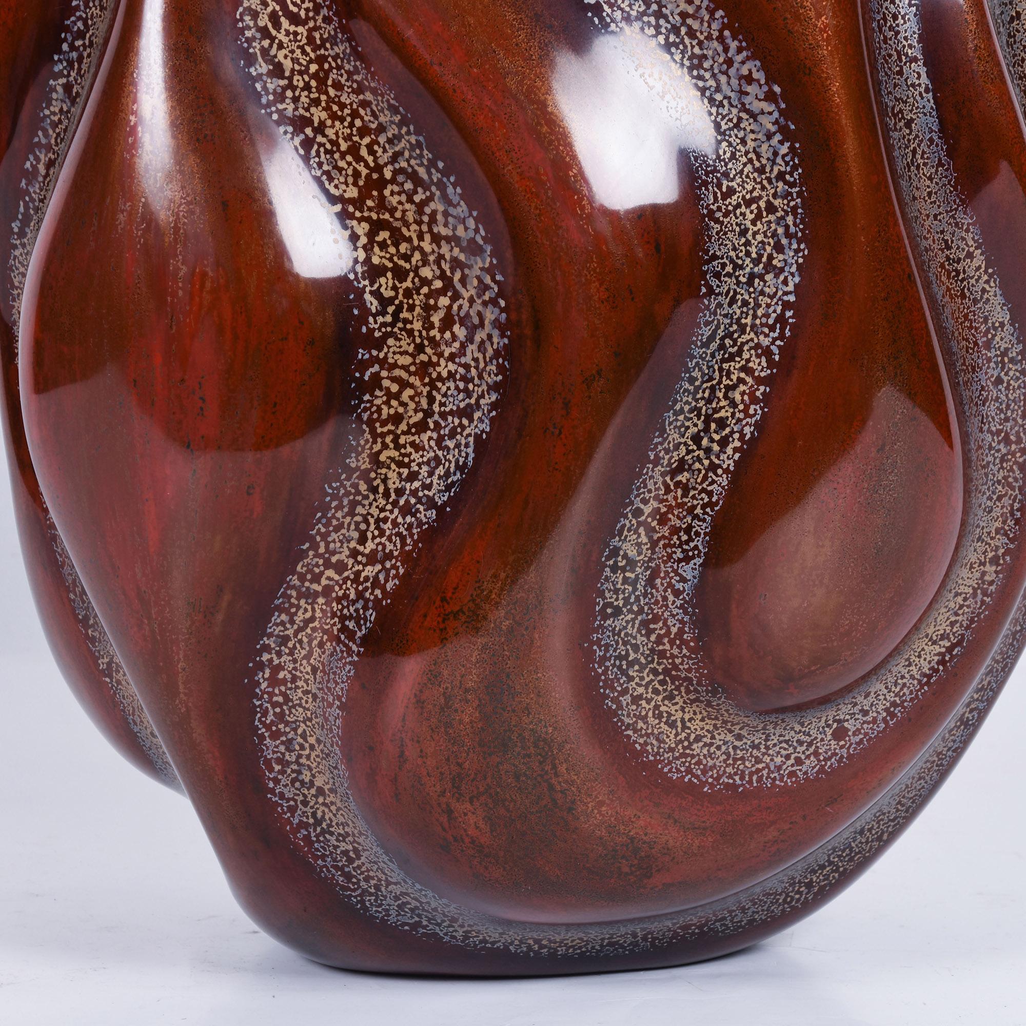 Wood Mid-Century Lacquer Vase by Masayo Koiwa For Sale