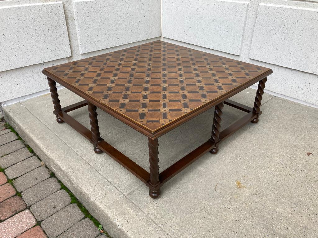 Mid Century Lacquered and Gilt Coffee Table with Walnut Base 6