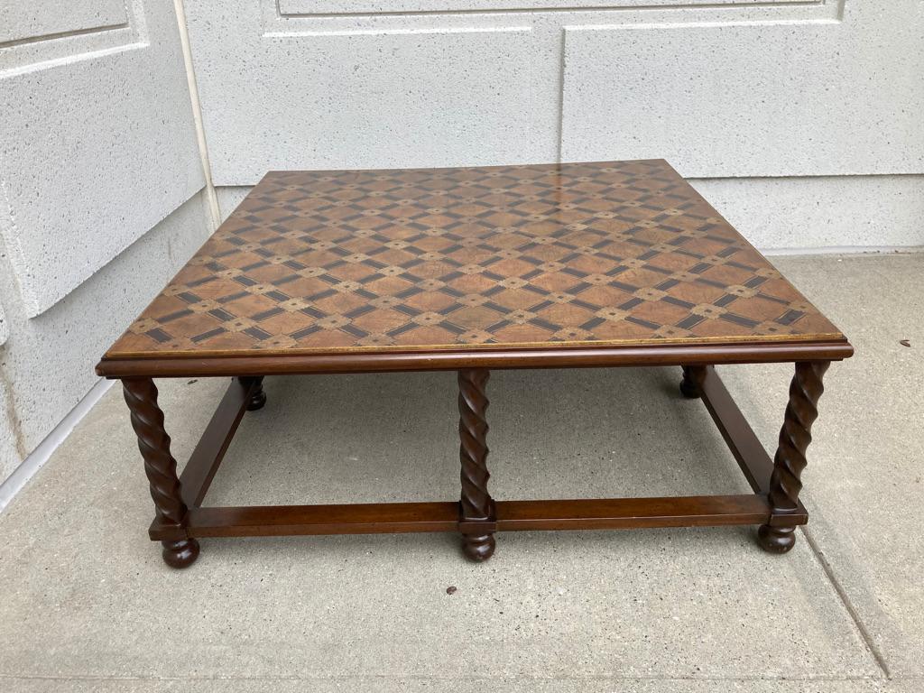 Mid Century Lacquered and Gilt Coffee Table with Walnut Base 7