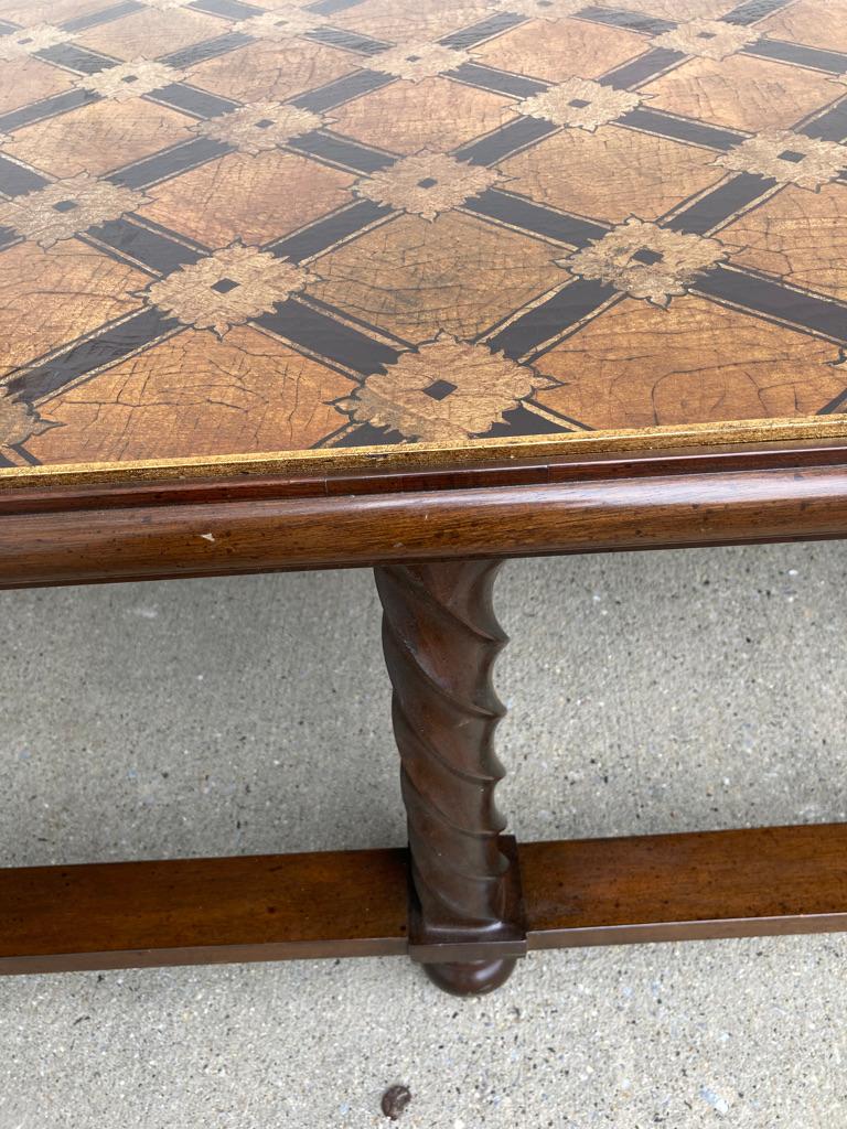 Mid Century Lacquered and Gilt Coffee Table with Walnut Base 8