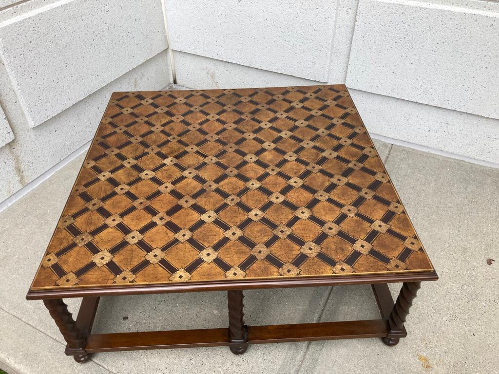 Mid Century Lacquered and Gilt Coffee Table with Walnut Base 11