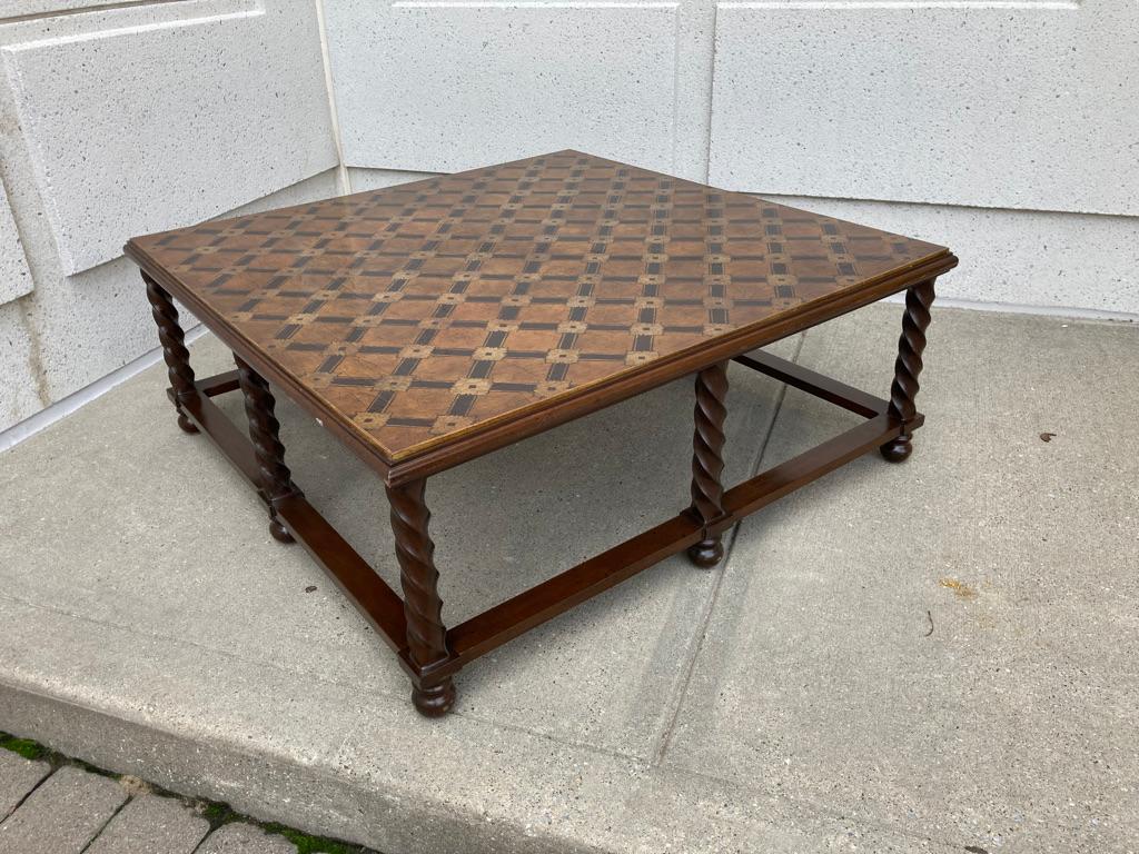 Mid-Century Modern Mid Century Lacquered and Gilt Coffee Table with Walnut Base