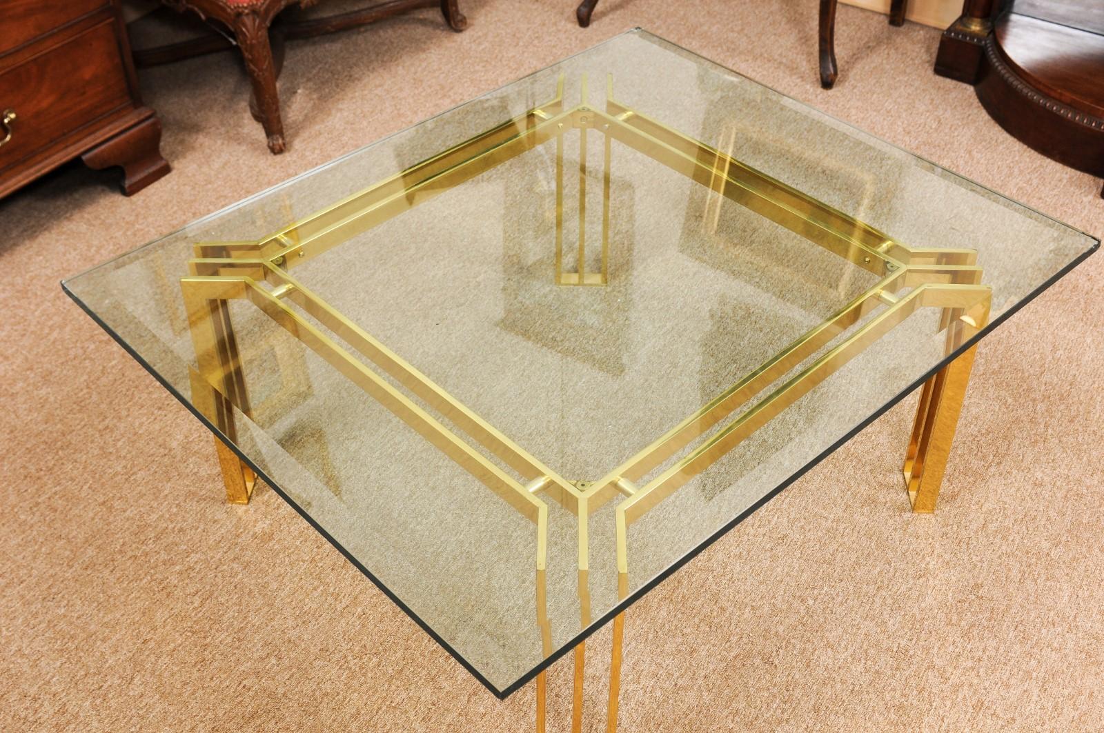Mid Century Lacquered Brass & Glass Coffee Table For Sale 2
