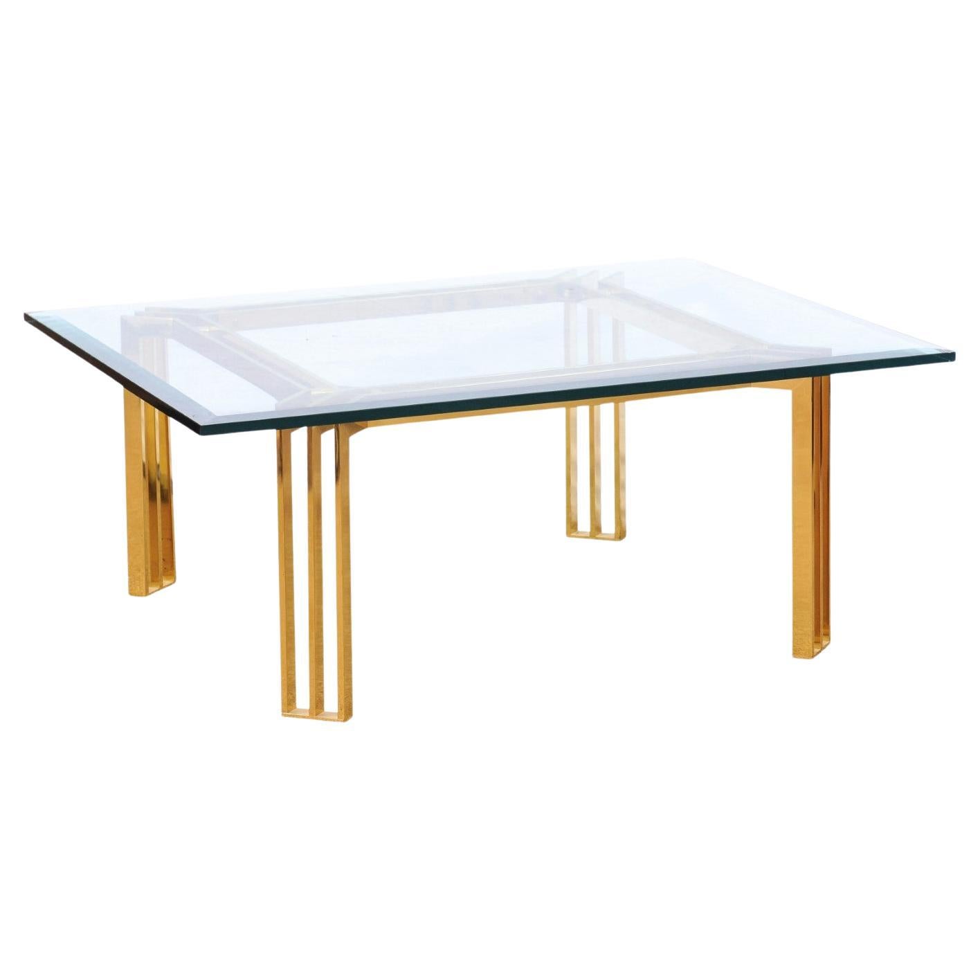 Mid Century Lacquered Brass & Glass Coffee Table