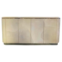 Vintage Midcentury Lacquered Credenza with Brass Trims