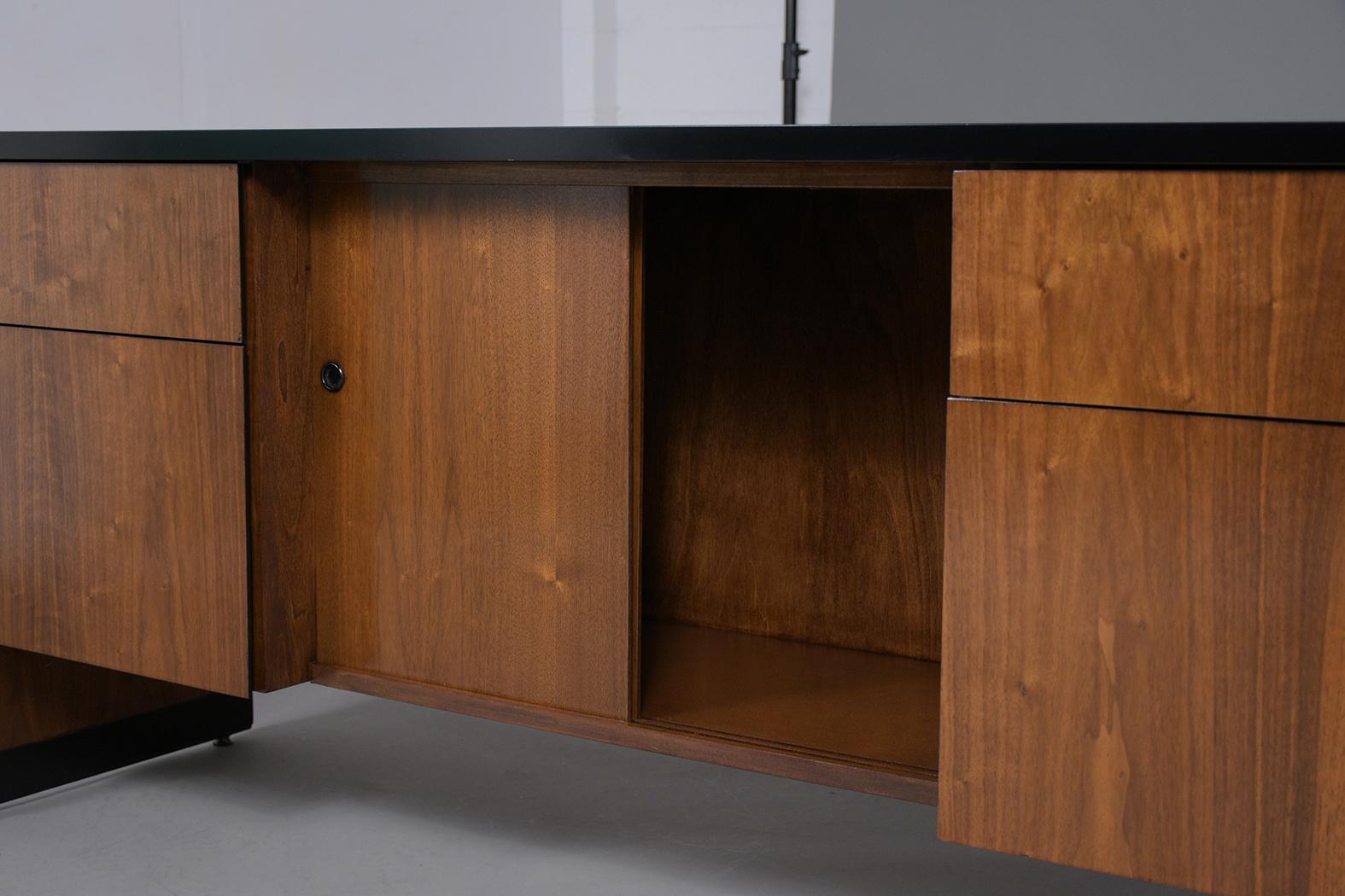 Mid-20th Century Restored Mid-Century Modern Executive Credenza in Ebonized Walnut