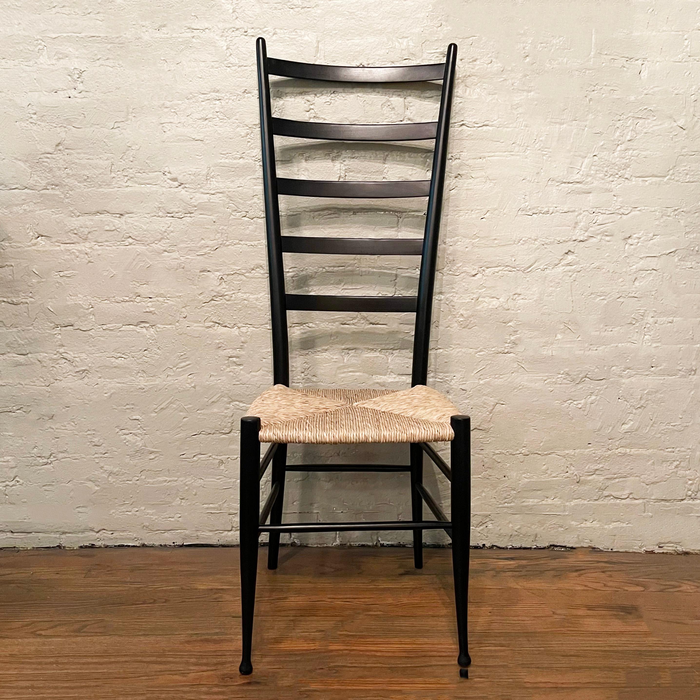 Mid-Century Modern Mid-Century Ladder Back Accent Side Chair After Gio Ponti For Sale
