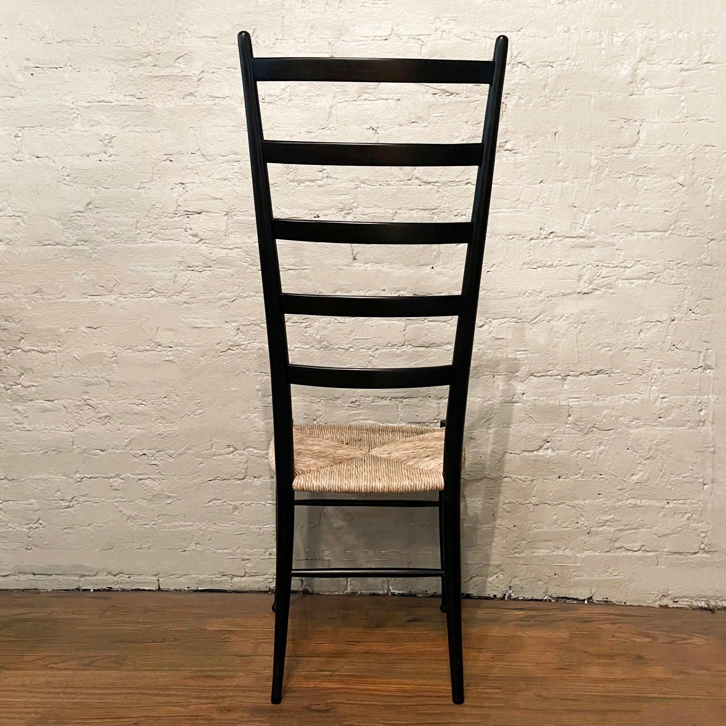 Lacquered Mid-Century Ladder Back Accent Side Chair After Gio Ponti For Sale