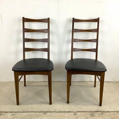 Midcentury Ladder Back Dining Chairs, a Pair
