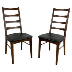Midcentury Ladder Back Dining Chairs, a Pair