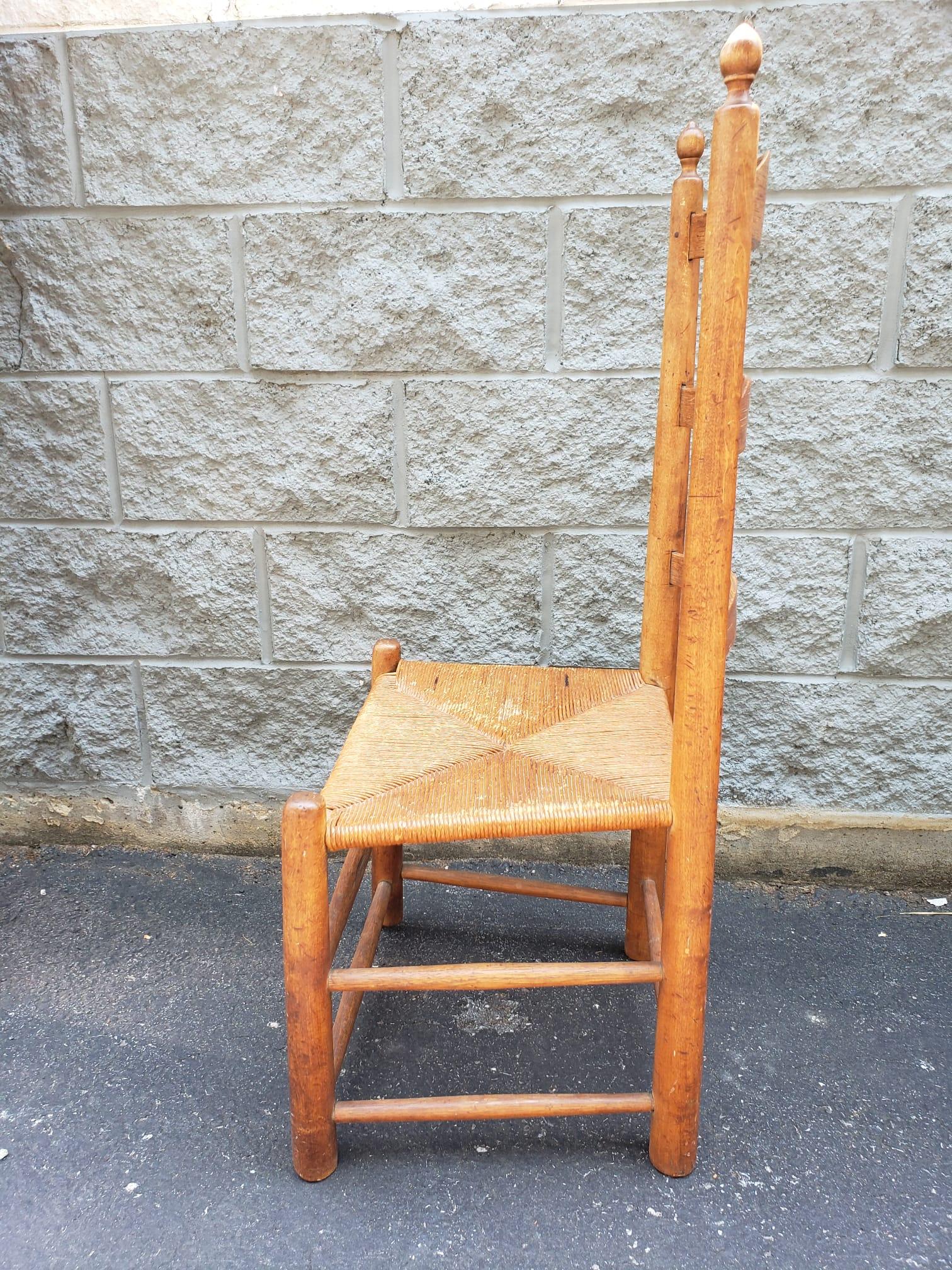 Woodwork Mid Century Ladder Back Maple and Rush Seat Side Chair