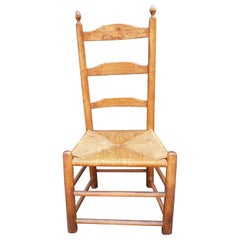 Mid Century Ladder Back Maple and Rush Seat Side Chair