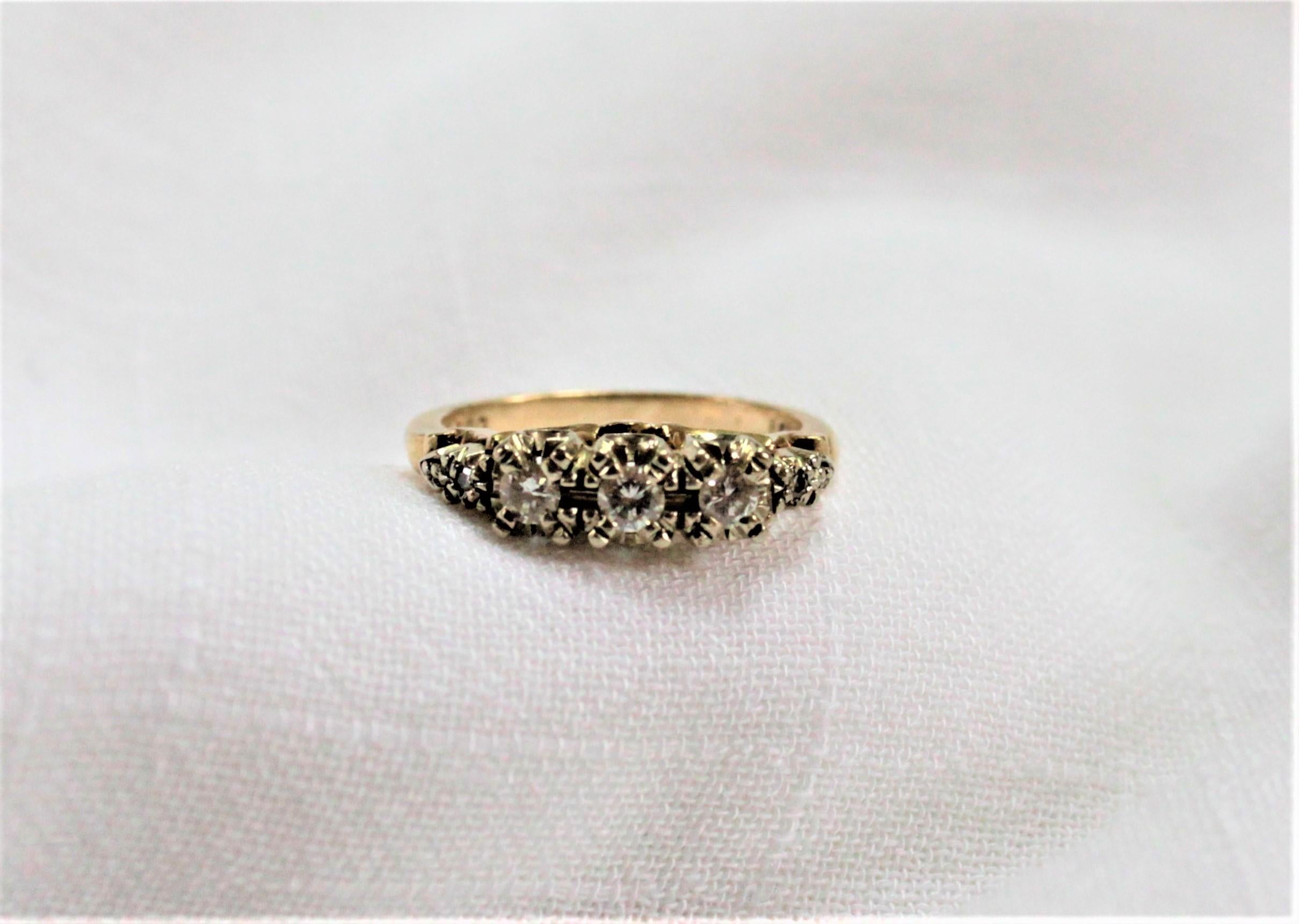 20th Century Mid-Century Ladies 14-Karat Yellow and White Gold Brilliant Cut Diamond Ring