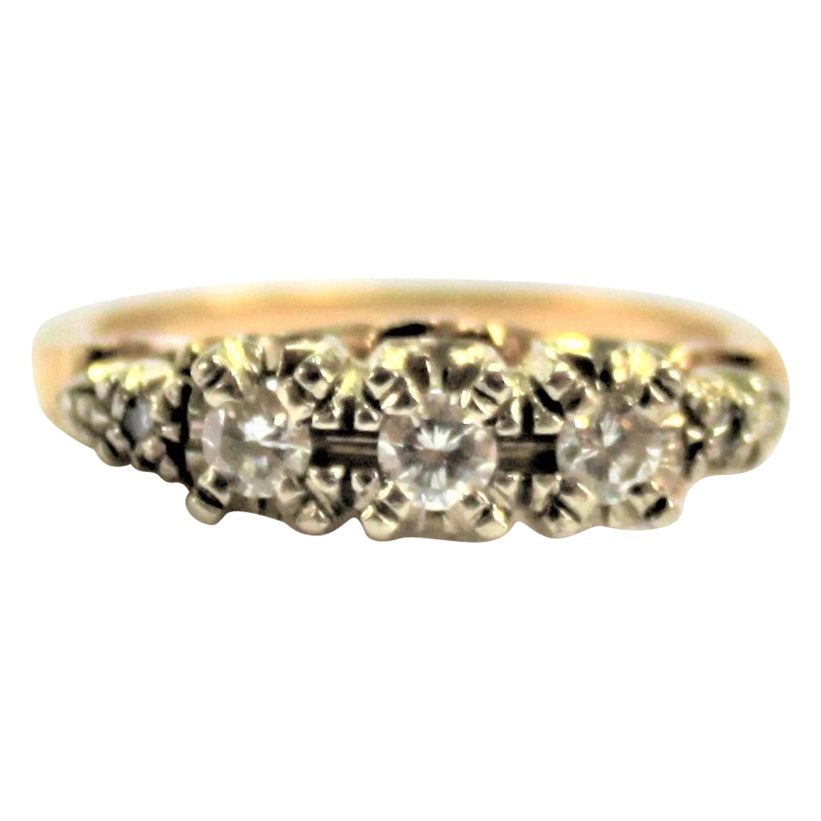 Mid-Century Ladies 14-Karat Yellow and White Gold Brilliant Cut Diamond Ring