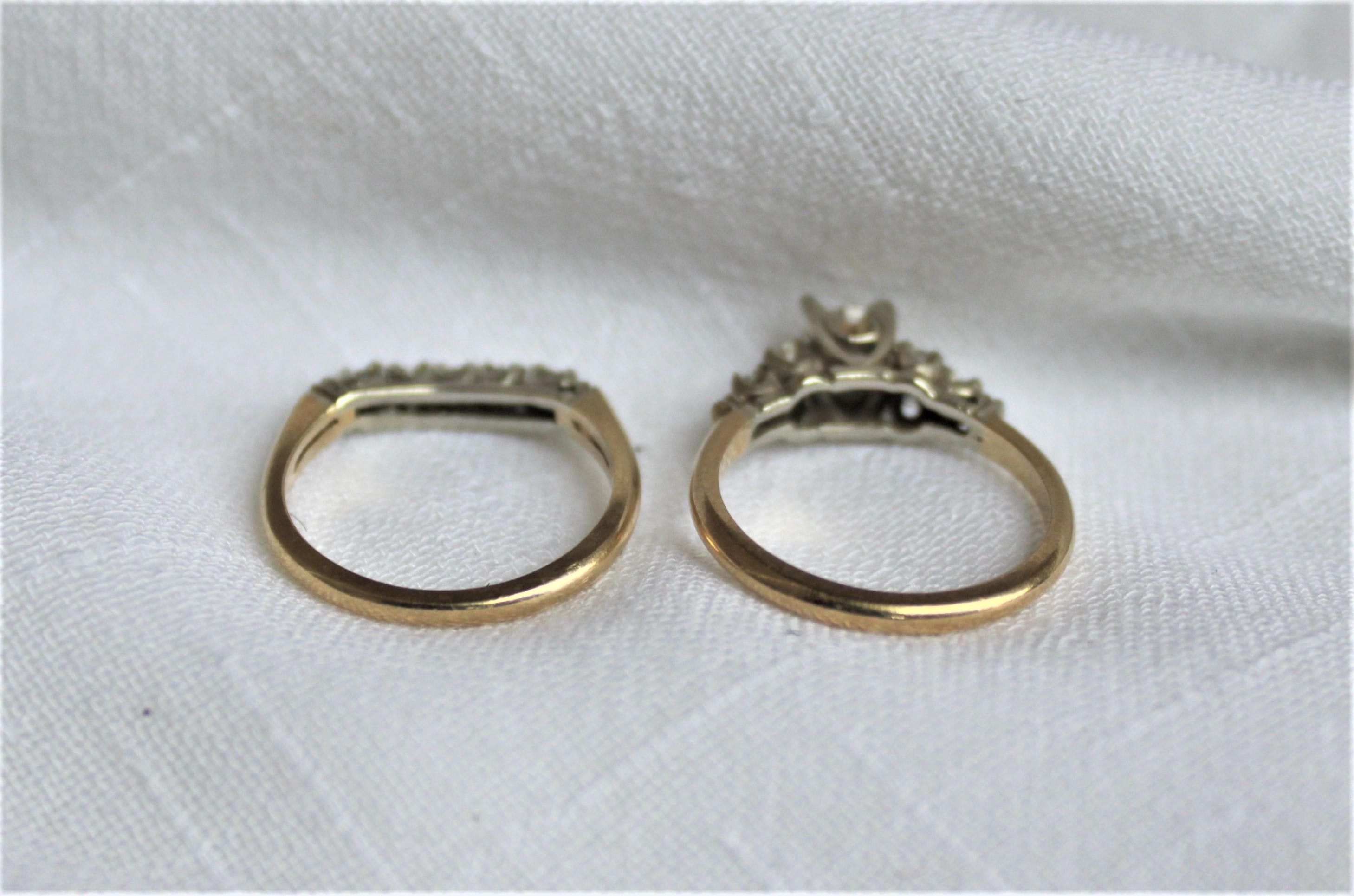 Mid-Century Modern Mid Century Ladies 14-Karat Yellow & White Gold & Diamond Wedding Ring Set