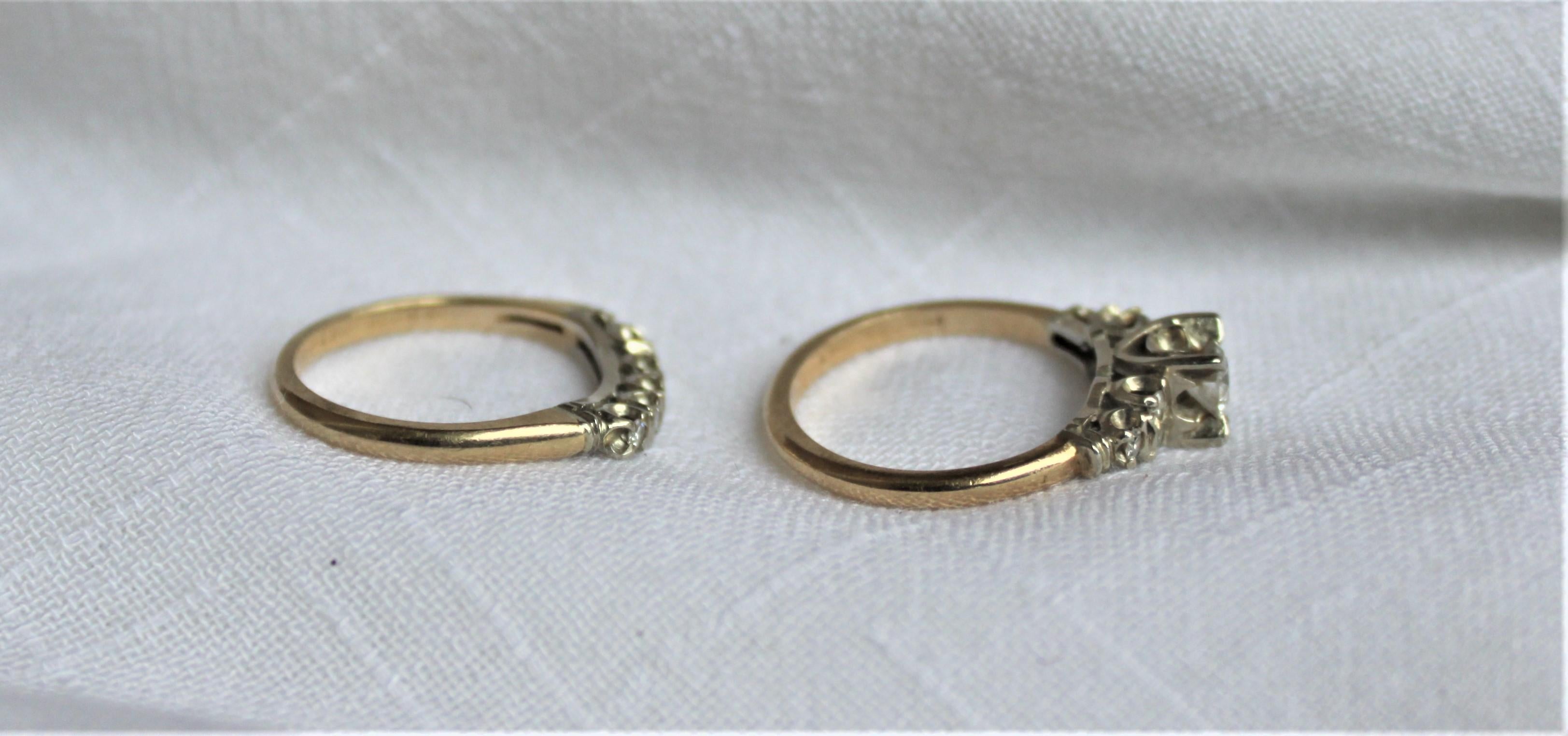 Unknown Mid Century Ladies 14-Karat Yellow & White Gold & Diamond Wedding Ring Set