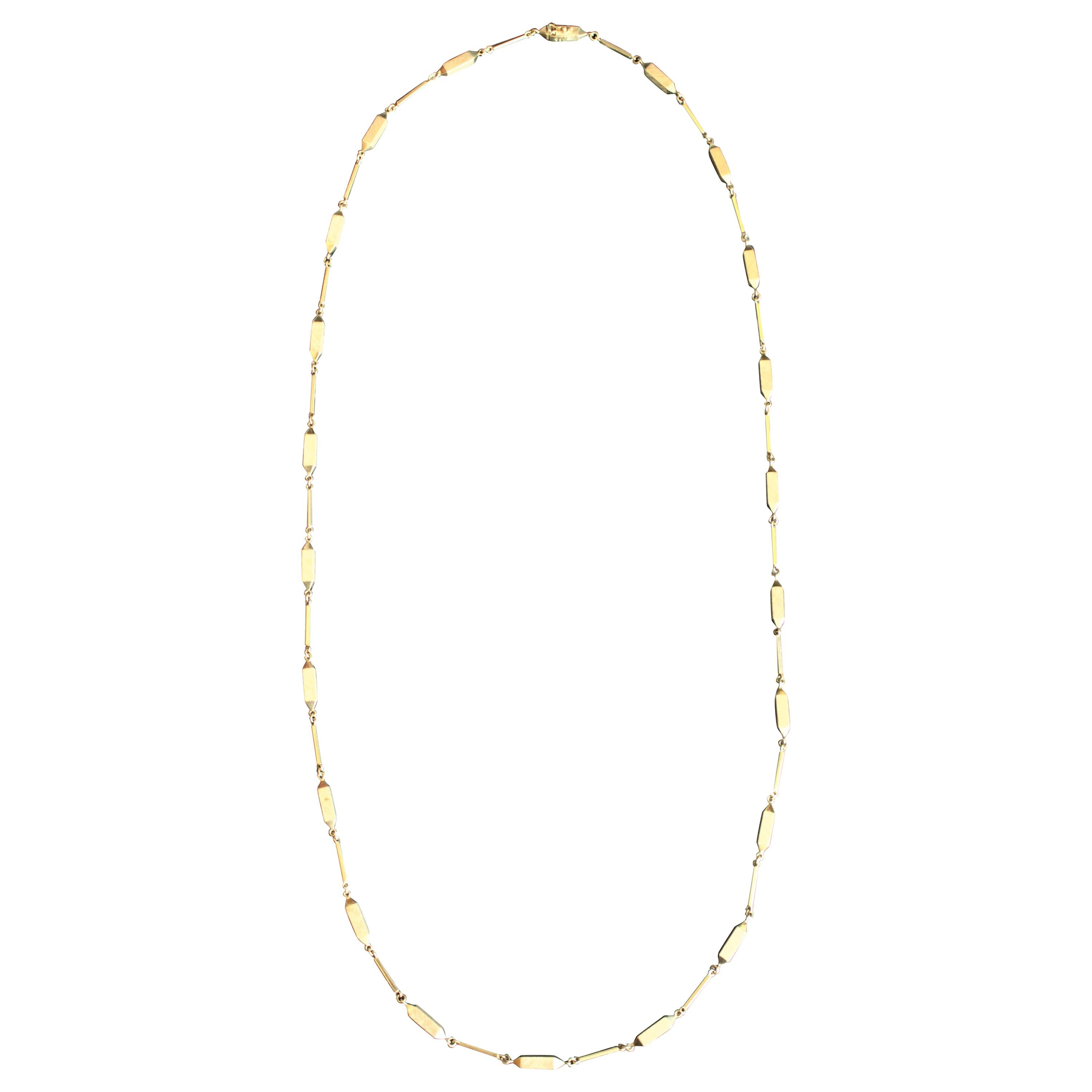 Mid-Century Modern Collier ou chaîne en or jaune 18 carats de style géométrique pour femmes du milieu du siècle dernier en vente