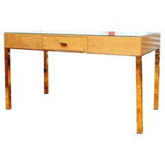 Mid Century Laminated Blonde Maple Parsons Desk