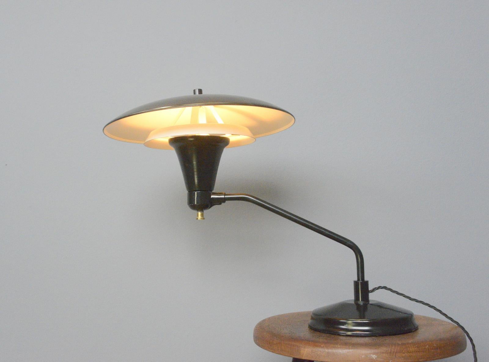Mid-century lamp by Art Specialty Company Circa 1950s

- Steel shade and arm
- Heavy cast iron base
- Takes E27 fitting bulbs
- On/Off switch on the cable
- Made by Art Specialty Company, Chicago
- American ~ 1950s 
- Measures: 42cm tall x