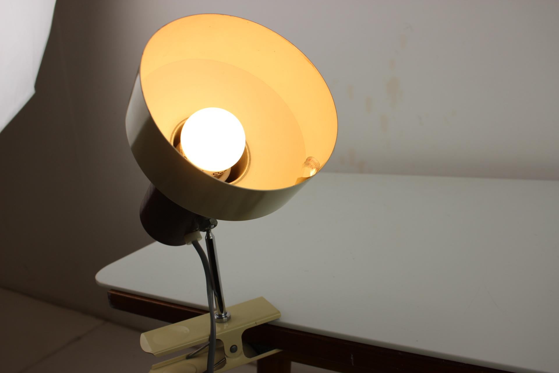 Metal Mid-Century Lamp with Clip by Napako, 1970's For Sale