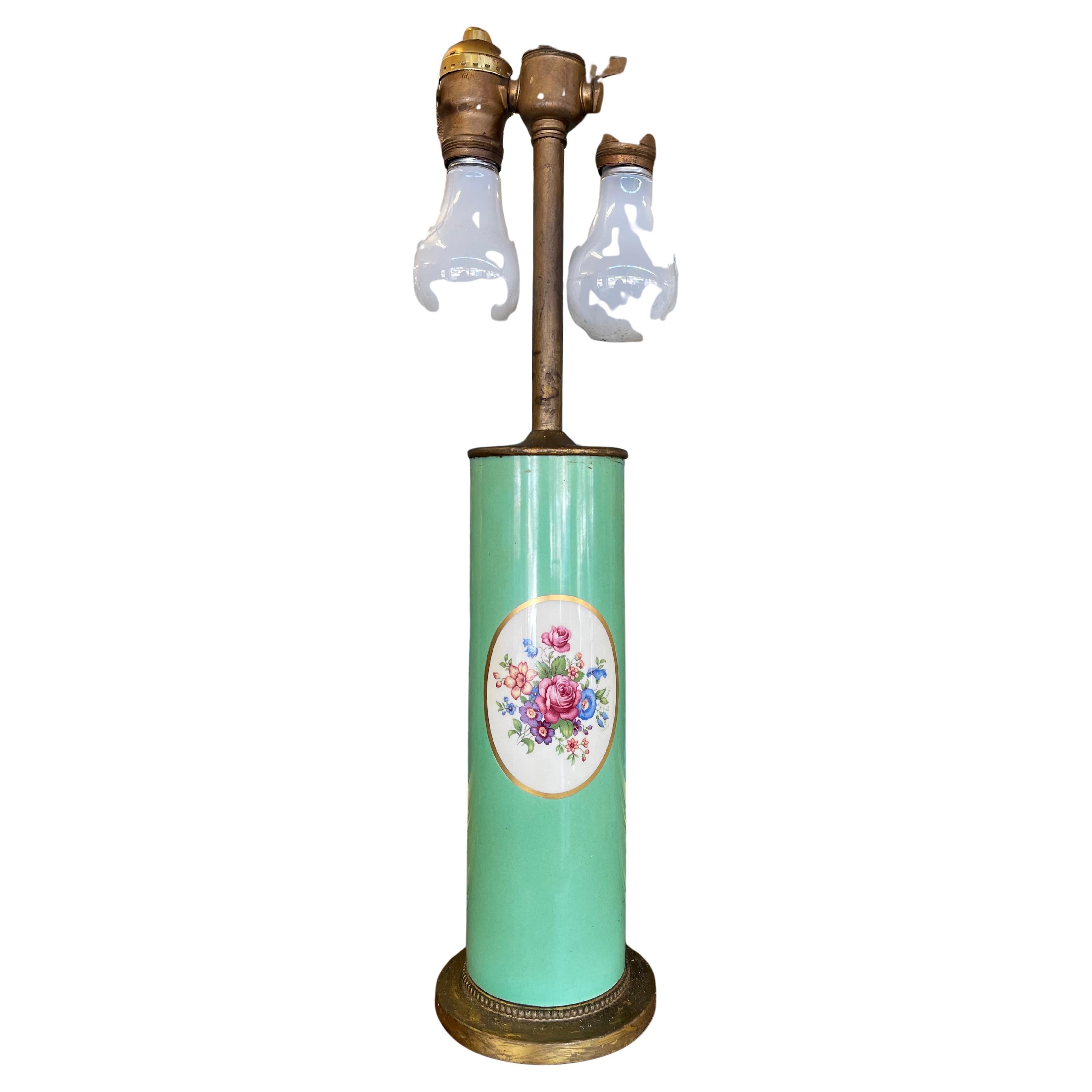 Lampe du milieu du siècle avec médaillon floral