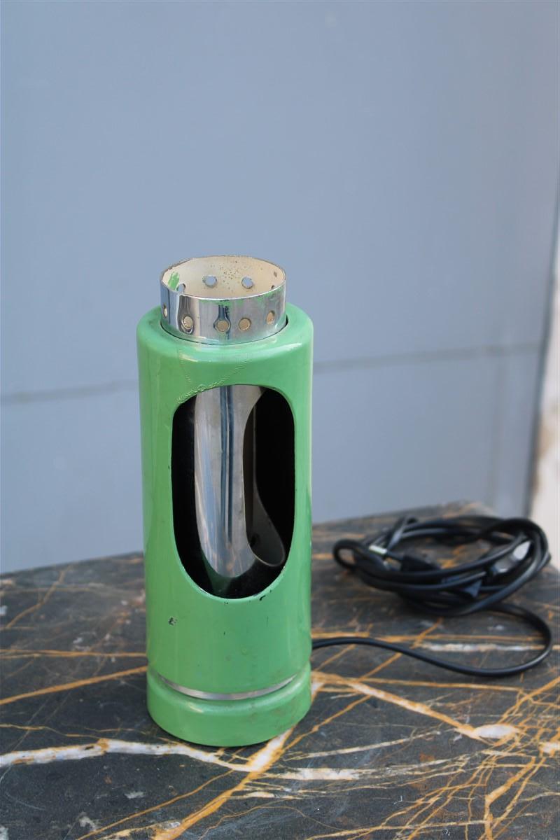 Metal Mid-century Italian Eclisse 1950s green and steel table lamp  For Sale