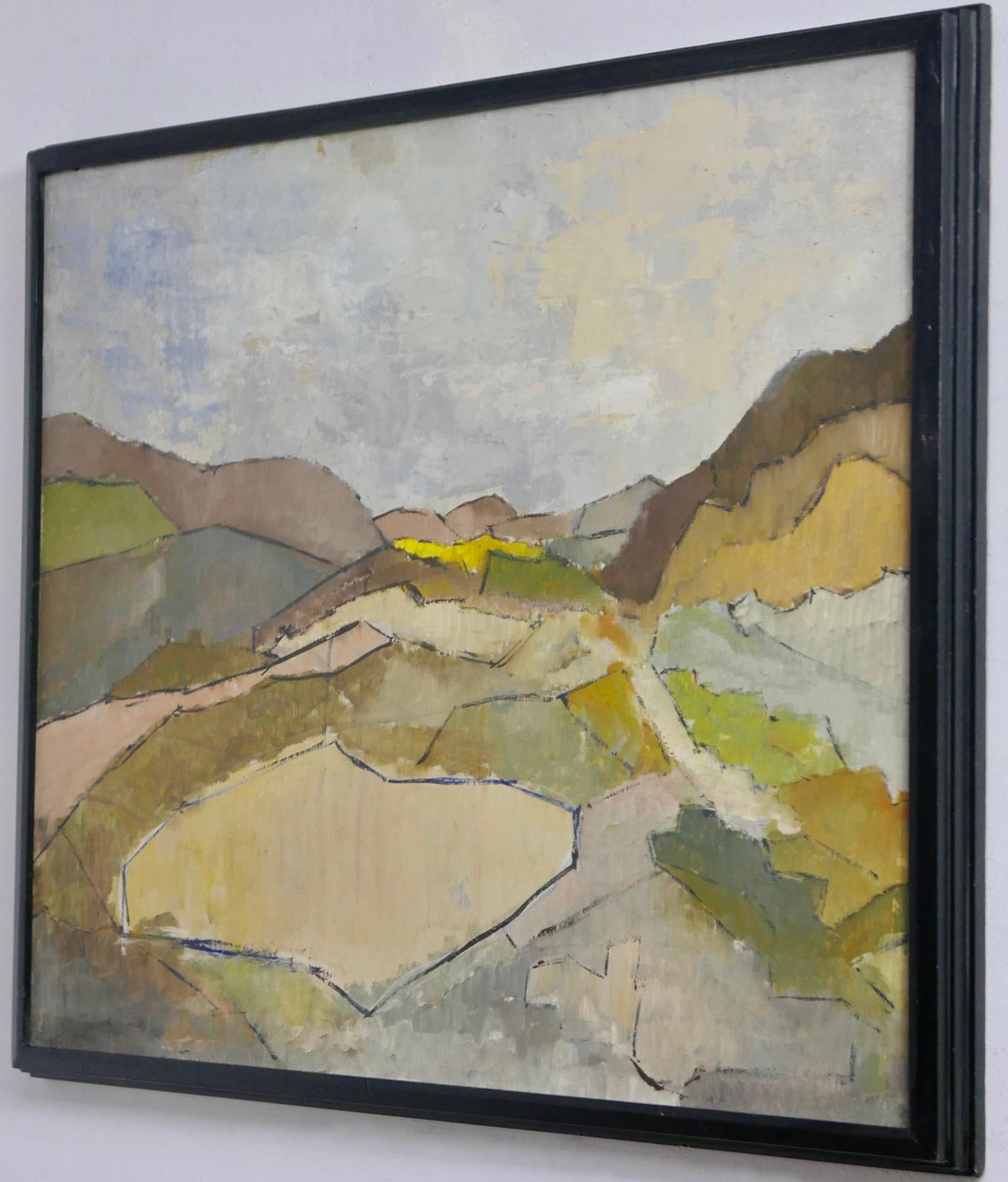A midcentury oil on Masonite pallet knife and brushwork painting of the Carmel Valley by California artist Leonard G. Heller (1893-1966)
Signed in pen on the back of the original frame.
Heller was born in San Francisco in 1893. He studied art at