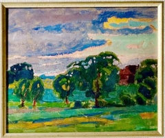 Landschaftsgemälde aus der Mitte des Jahrhunderts von Ewa Tomak, Polen, CIRCA 1960