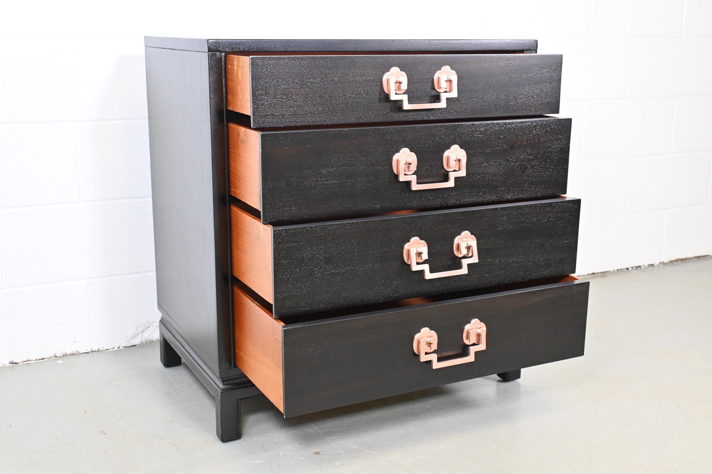 Mid Century Landstrom Ebonized Mahogany Bachelor Chest For Sale 3