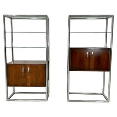Mid Century Lane 2 Bay Free Standing Wall Unit Room Divider, Walnut & Chrome Mid Century Lane 2 Bay Free Standing Wall Unit Room Divider, Walnut & Chrome