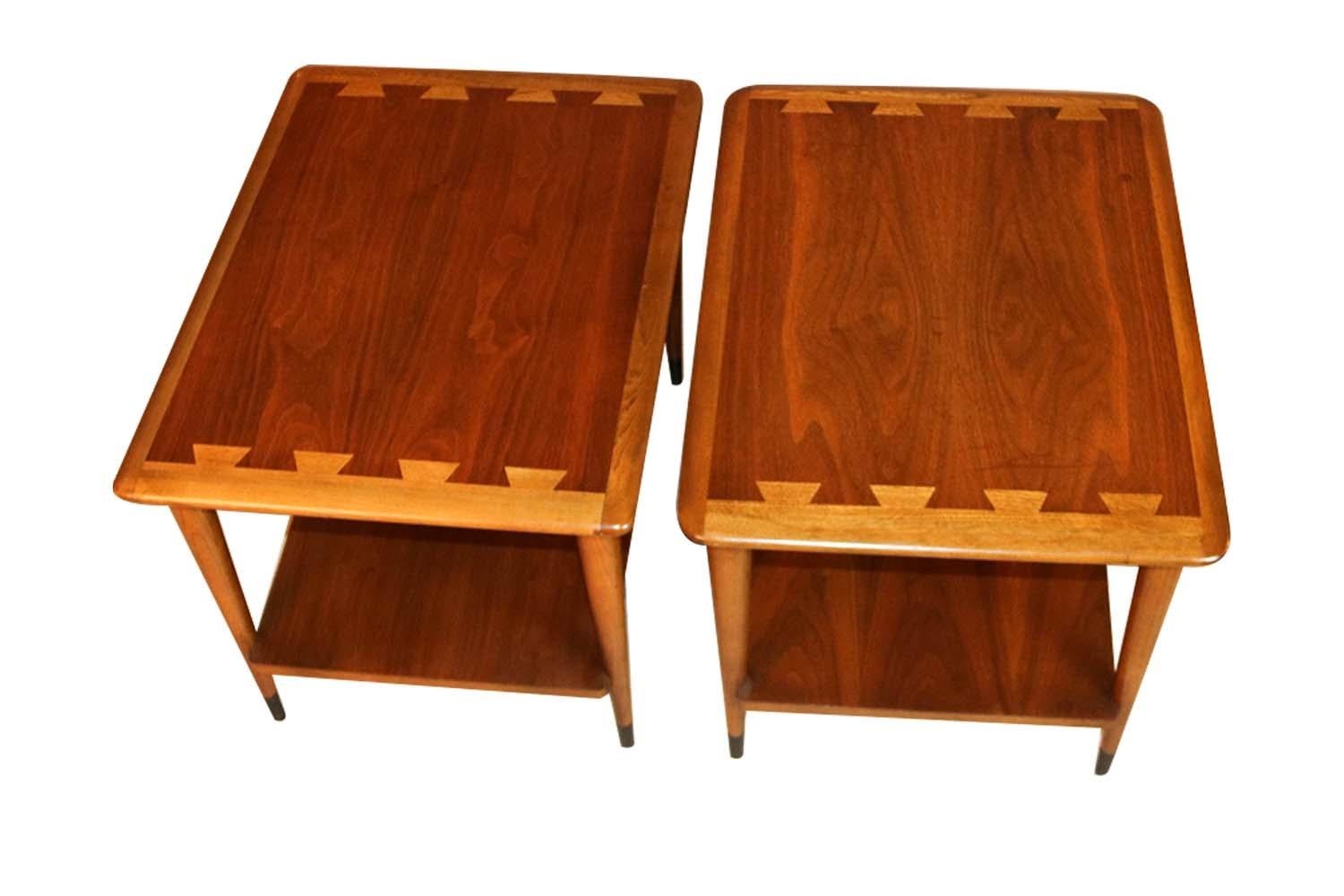 American Midcentury Lane Acclaim Dovetail End Tables, Pair