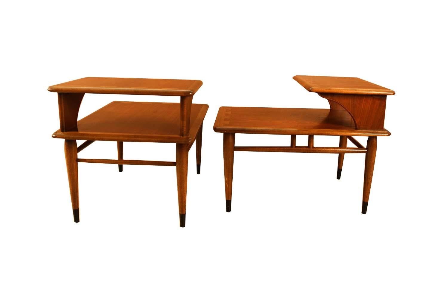 Mid-20th Century Midcentury Lane Acclaim Dovetail Two-Tier End Tables Pair