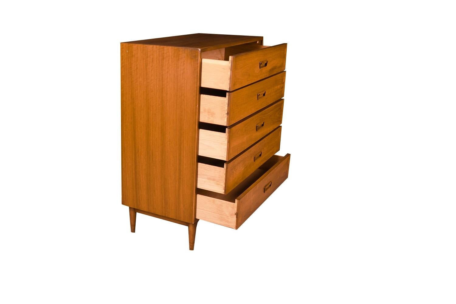 American Mid-Century Lane Acclaim Dovetail Walnut Tall Dresser For Sale