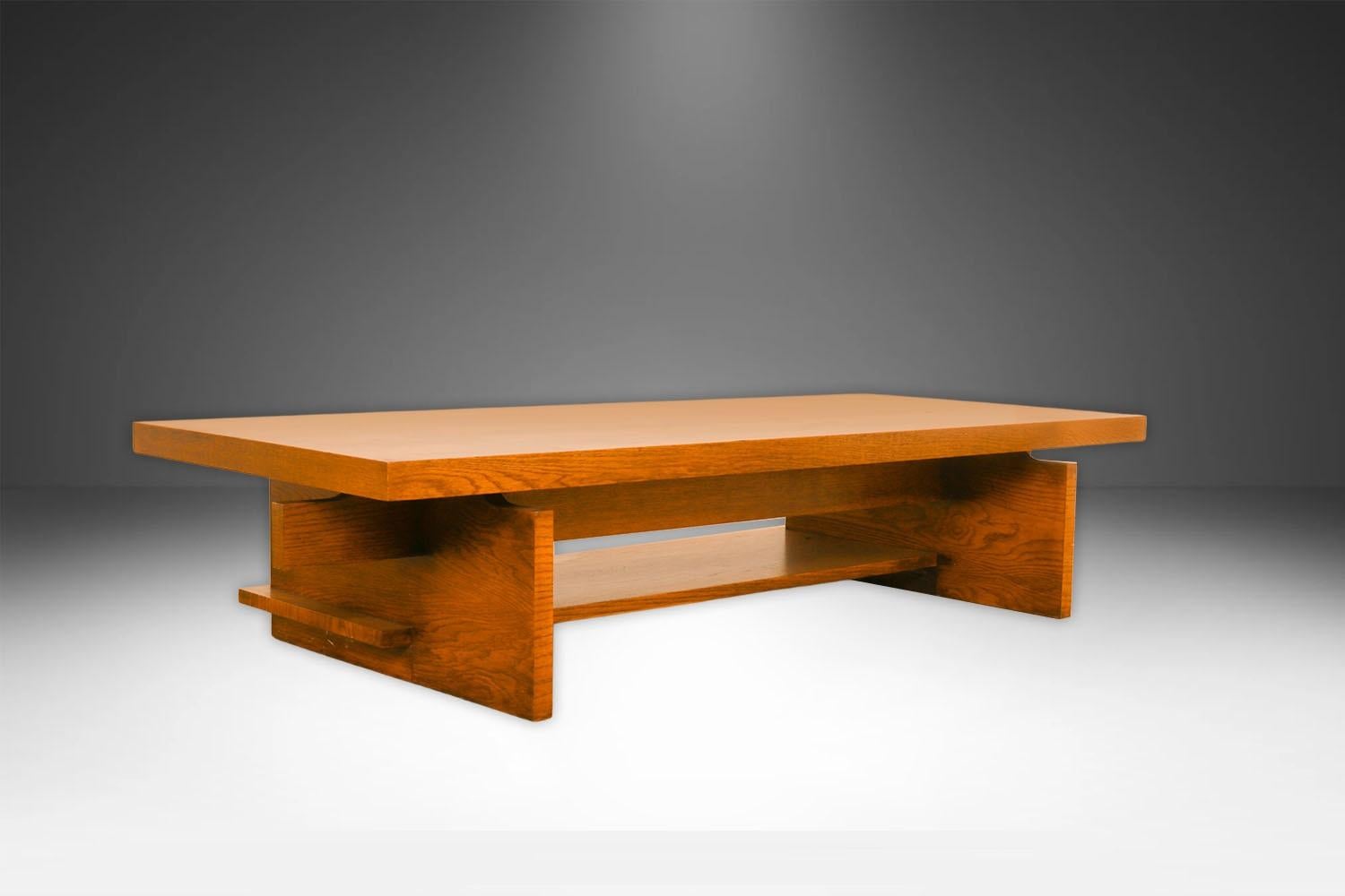 American Mid-Century Lane Brutalist Coffee Table Bench For Sale