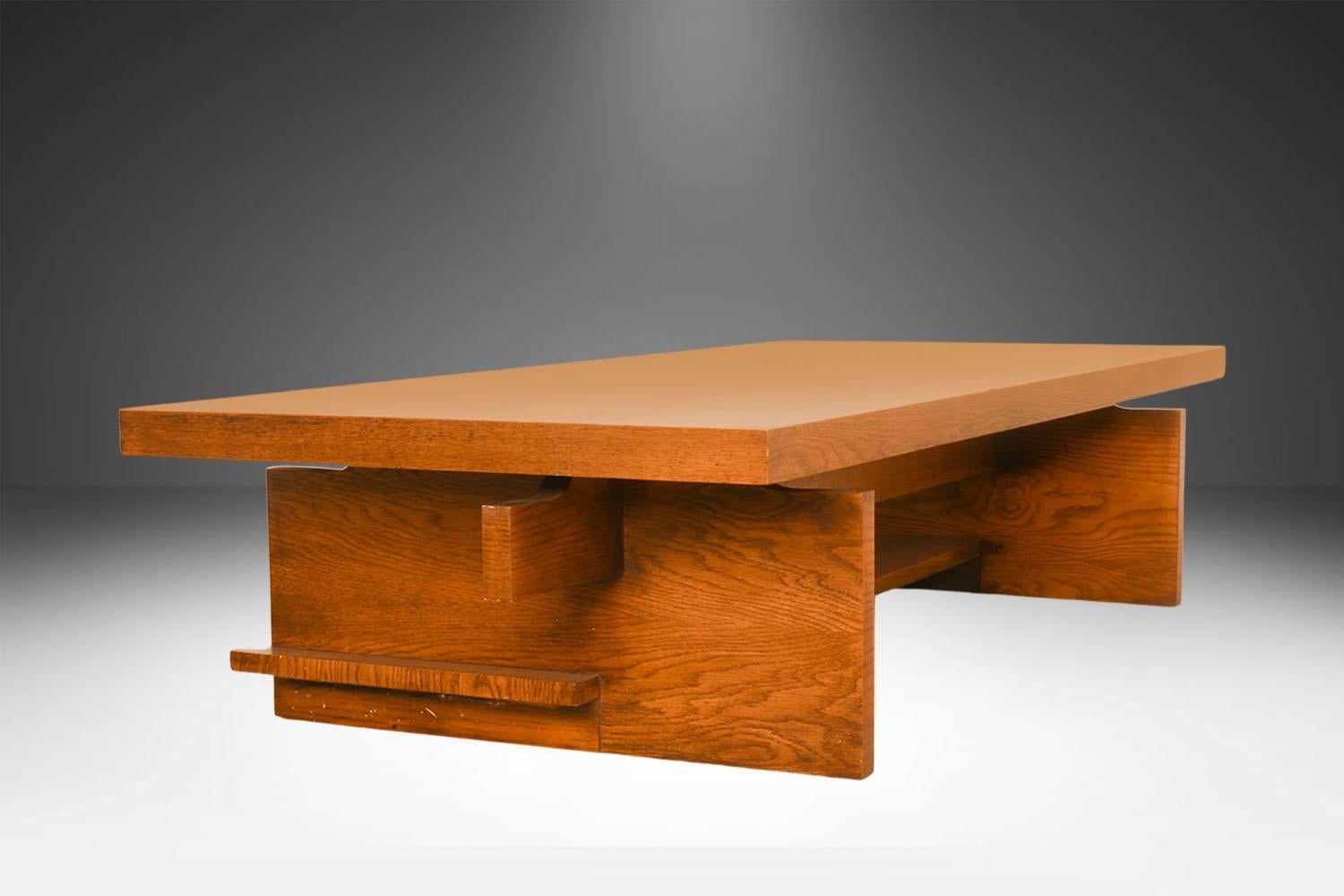 19th Century Mid-Century Lane Brutalist Coffee Table Bench For Sale