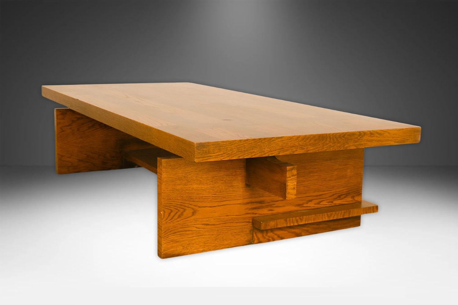 Wood Mid-Century Lane Brutalist Coffee Table Bench For Sale