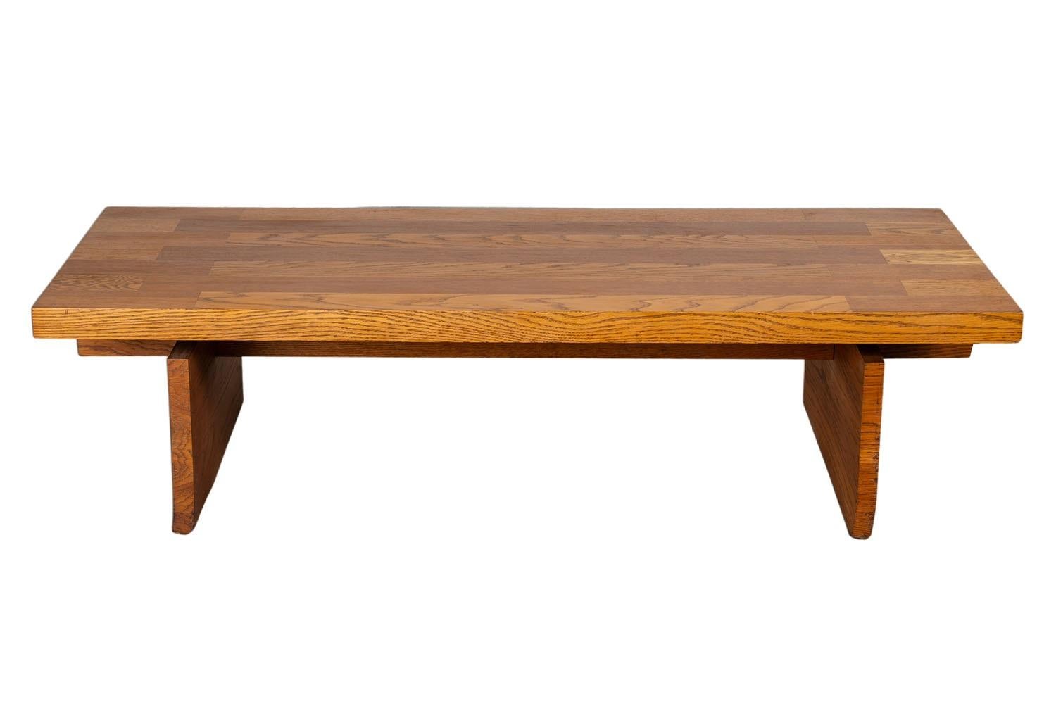 Mid-Century Lane's Brutalist Couchtisch Bank (Holz) im Angebot