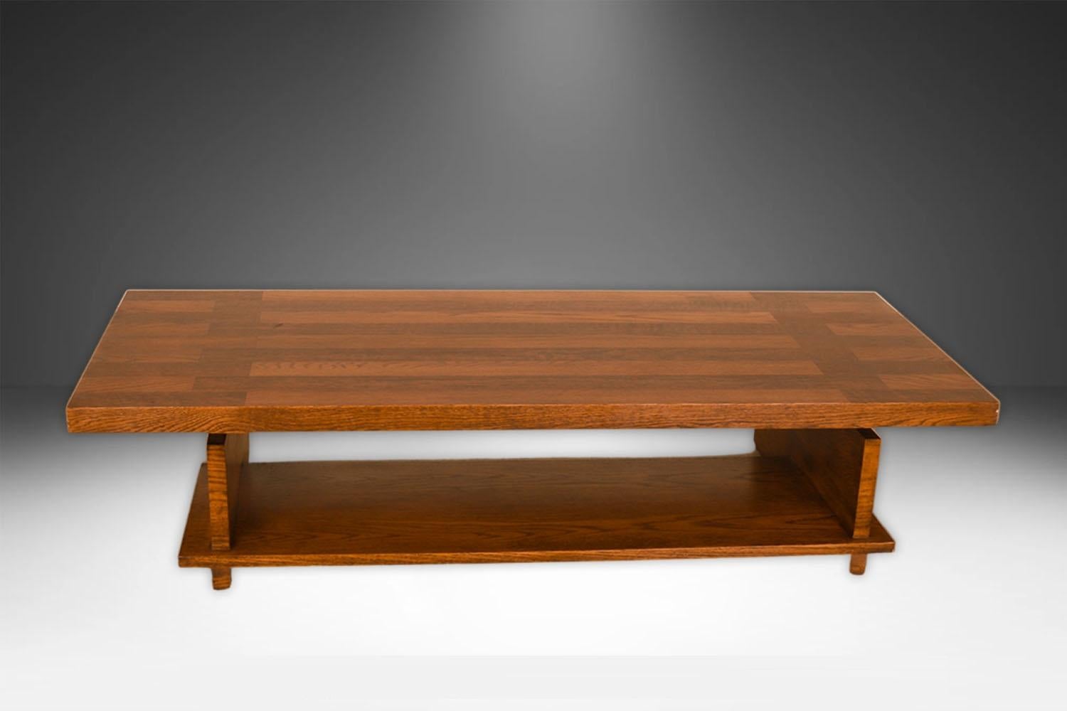 Mid-Century Lane Brutalist Coffee Table Bench For Sale 3