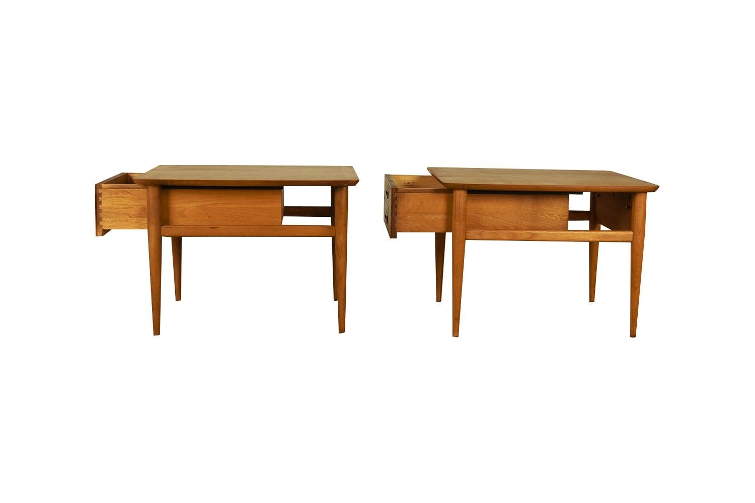 Mid-20th Century Mid-Century Lane Pair End Tables Nightstands  For Sale