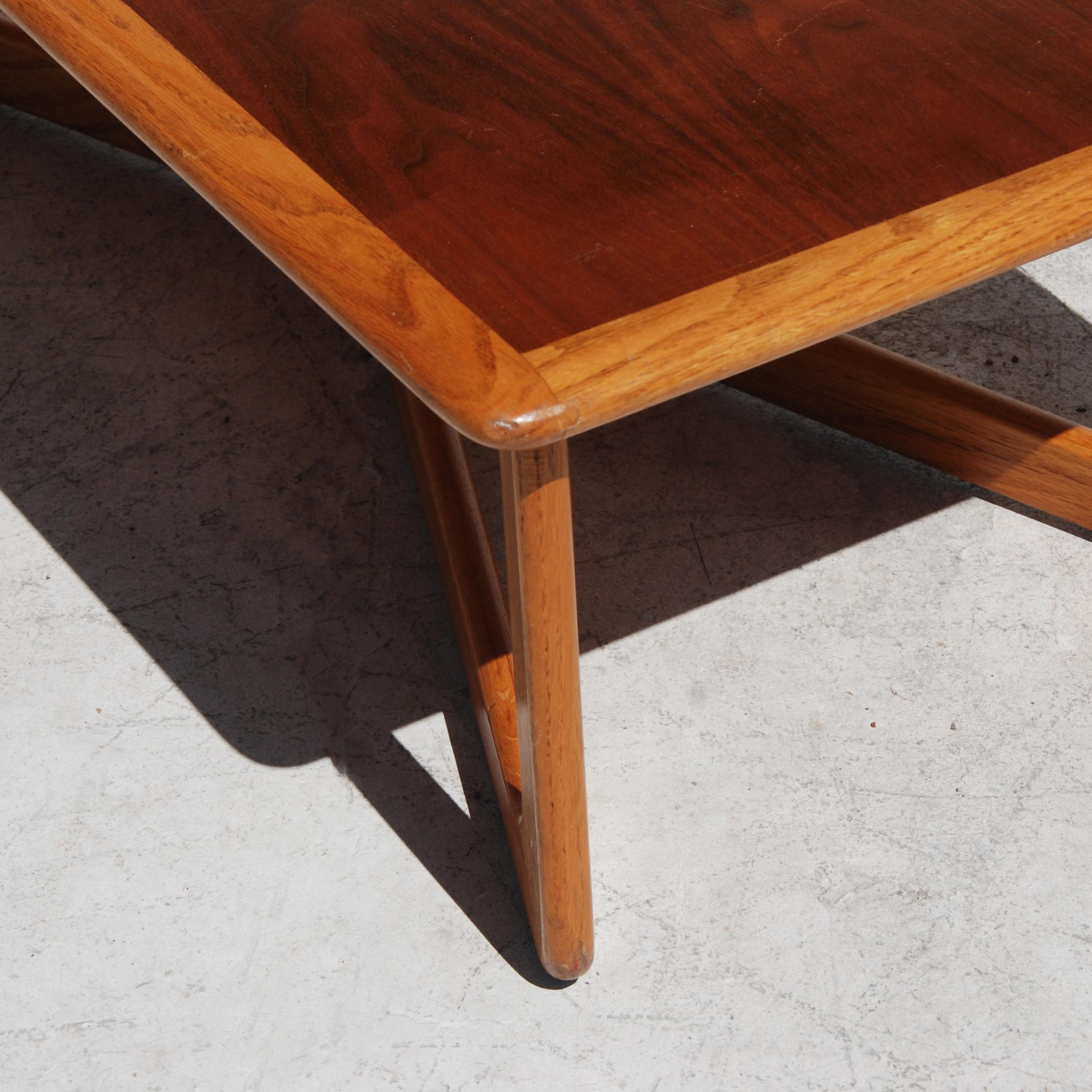Mid-Century Modern Midcentury Lane Perception Oak Walnut X-Base Coffee Table