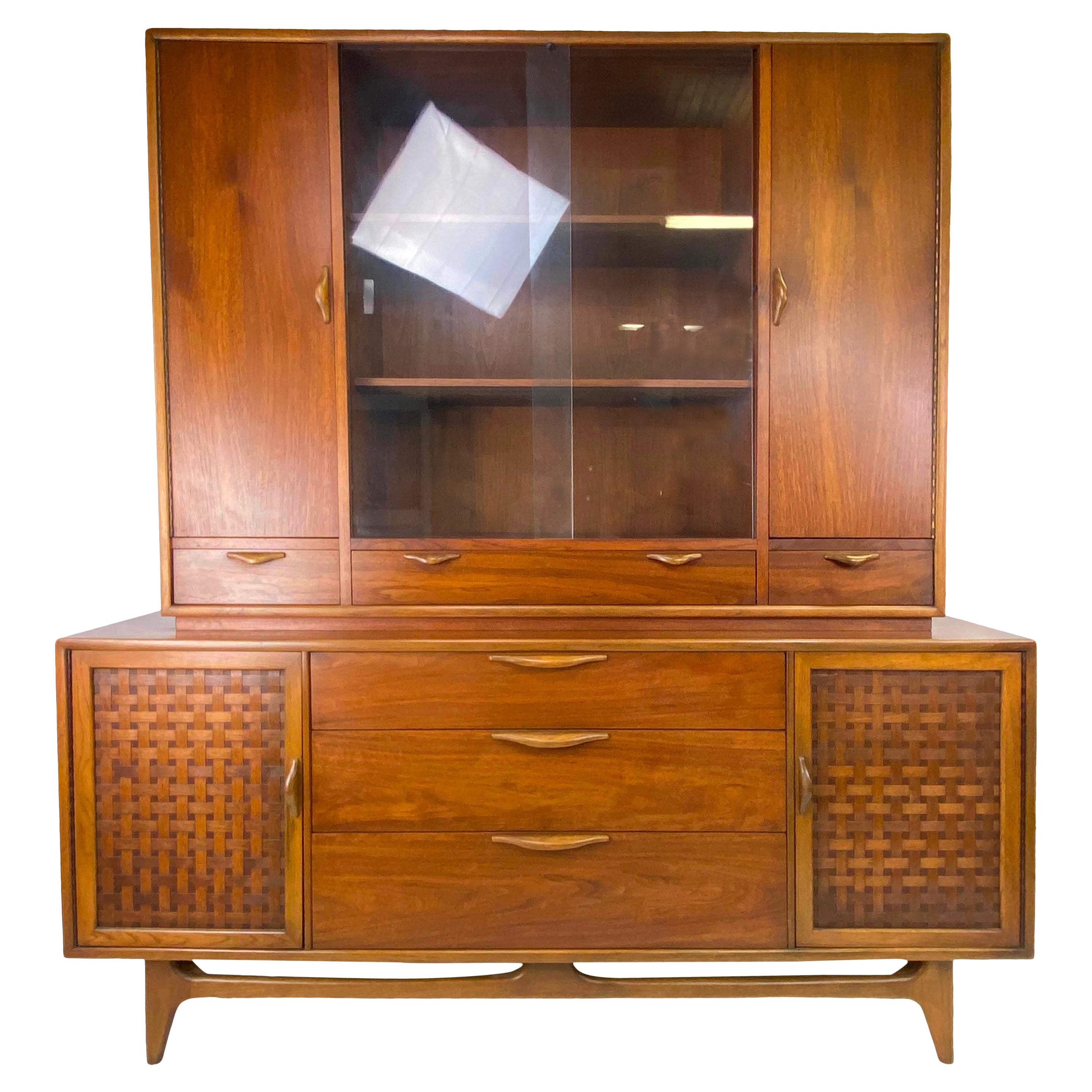 Midcentury Lane Perception Walnut Credenza/Hutch