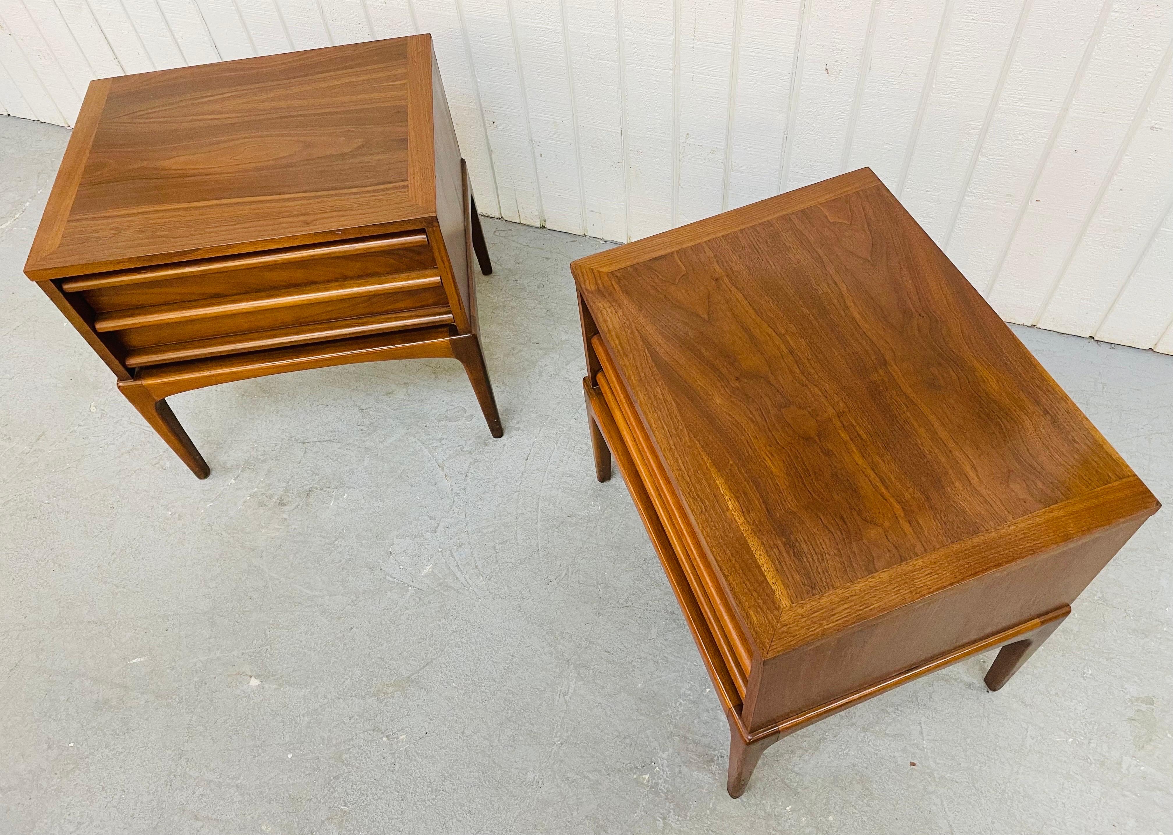 American Mid-Century Lane Rhythm Walnut Nightstands