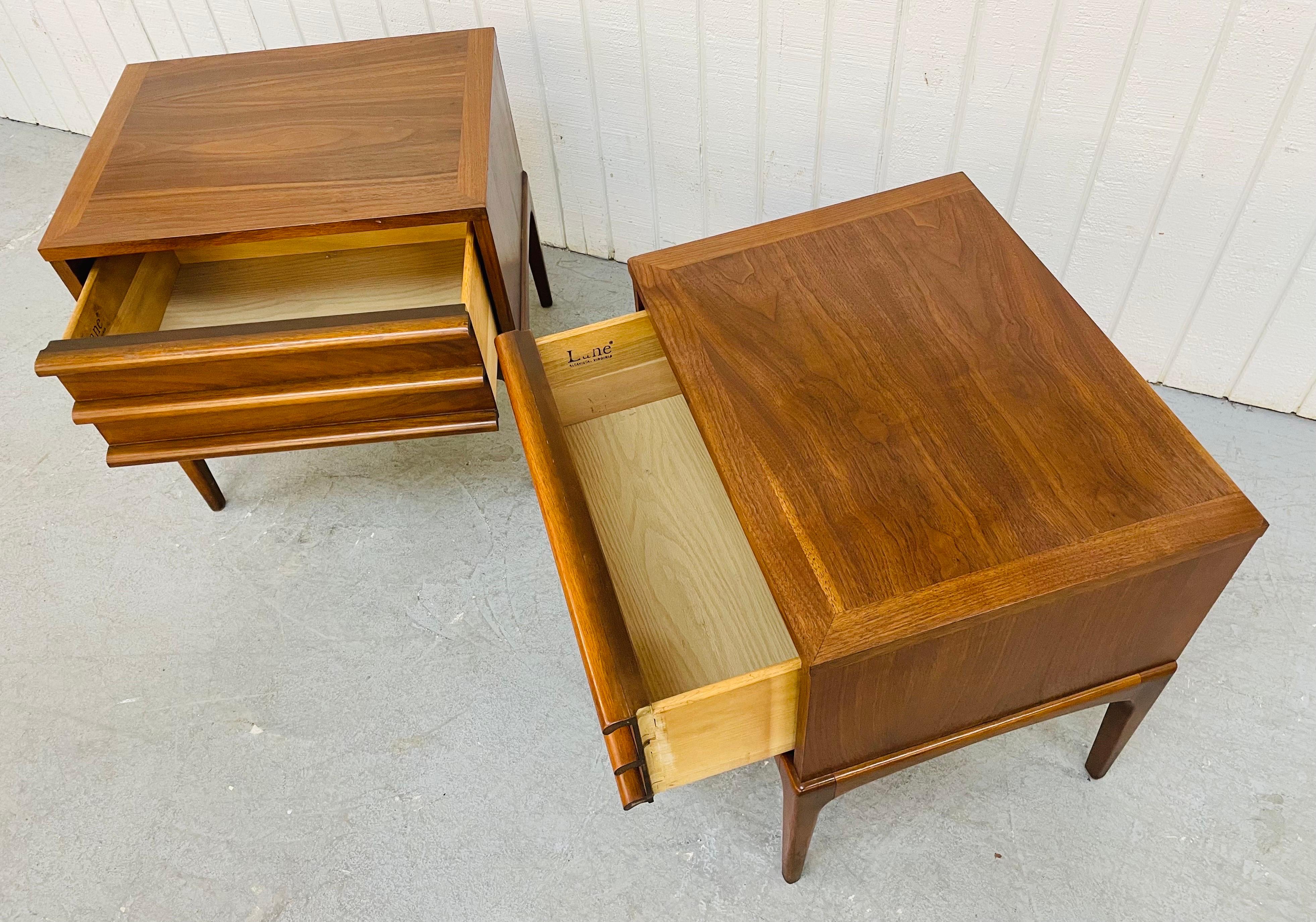 Mid-Century Lane Rhythm Walnut Nightstands 1