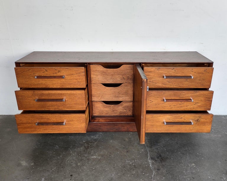 MidCentury Lane 'Tower Suite' Floating Rosewood Pecan Wood Lowboy