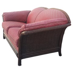 Seduta d'amore imbottita e in vimini di Mid-Century Lane Venture Rattan